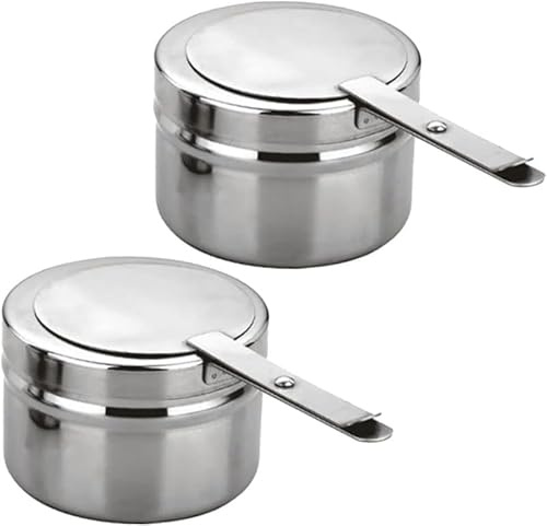 KIKYKUBBLETASW 2 recipientes de Acero Inoxidable for Calentar Combustible con Tapa for bufés, barbacoas y Fiestas. Incluye asa y Tapa for Ocultar recipientes.