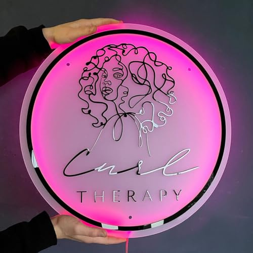 GUANKE Custom Logo Business Neon Sign - Personalized Backlit Illuminated Floating Acrylic LED Sign, Suitable for Offices, Hair Studio, Bar, Salon, Retail Stores, Door & Wall (led sign)