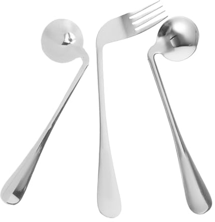 Gebogenes Löffel und Gabelset 1 Satz aus Edelstahl Silber