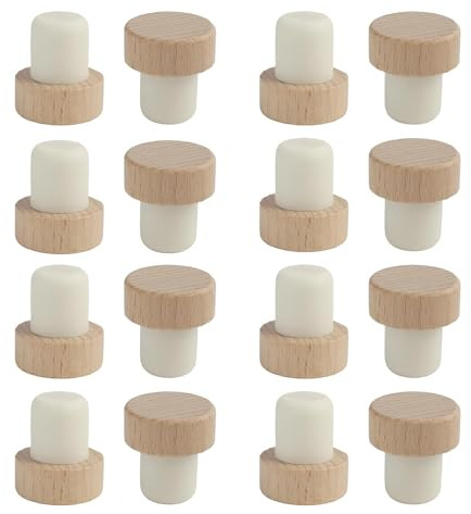 16 Pezzi Tappi di Sughero a Forma di T, Tappi di Sughero in Legno per Bottiglie di Vino, Tappi in Legno e Gomma Flessibile, per Conservazione e Decorazione