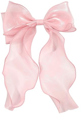 Hair Bows - Homiladi Elegant Pink Mesh Hair Clips for Styling, Lightweight Girls Hair Accessories for Thin & Thick Hair, Big Hair Barrettes for Everyday Wear & Special Occasions