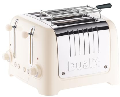 Dualit 4 Slice Lite Toaster, Polished with Canvas White Trim