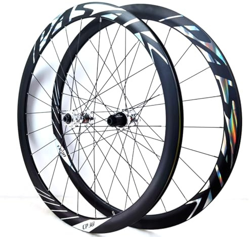 QUYCOIU Road 700C Cykelhjul Dubbelskiktade Fälgar Höjd 36 Mm Genomgående Axel 15 * 100/12 * 142 Mm Skivbroms 24H HG-nav För 7-12 Växlar Offroad-hjulset För Fram- Och Bakhjul(Silver)