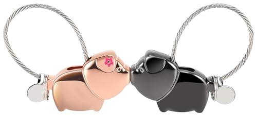 GWAWG Porte-clés Couple Cochons Aimants Pendentifs Amoureux en Zinc Alliage Cadeau Doux pour la Saint-Valentin, Noël Mariage, Anniversaire
