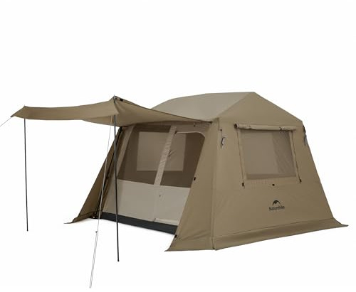 Naturehike Village Lite campingtält för 4 personer, familjetält med 60-tals, snabb montering, vattentätt dubbelskikt, tunneltält för camping och trädgård (4 personer/6,0 ㎡)
