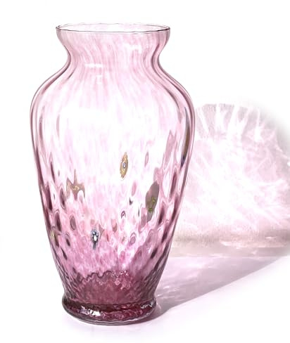 MAZZEGA ART & DESIGN - Vaso in Vetro Soffiato stile BALLOTON Lavorato a Mano con Murrine di Murano, linea “I Colori di Murano” h. 30 cm. Made in Italy