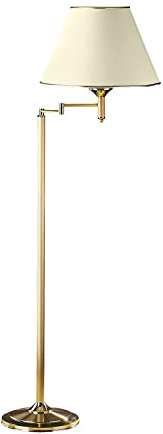 Licht-Erlebnisse Verstellbare Stehleuchte PENELO in Messing Weiß Gelenkarm 158cm Klassisch Stehlampe Wohnzimmer