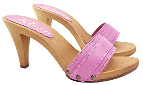 Kiara Shoes Zoccoli da Donna con Tomaia in Pelle Fucsia - K6301-P-FUXIA (Fucsia, Numeric_41)