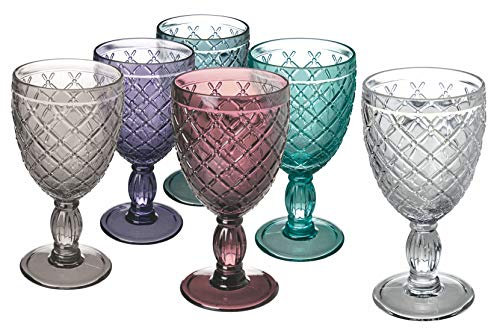 Castle - Juego de 6 copas de vino de 280 ml de cristal