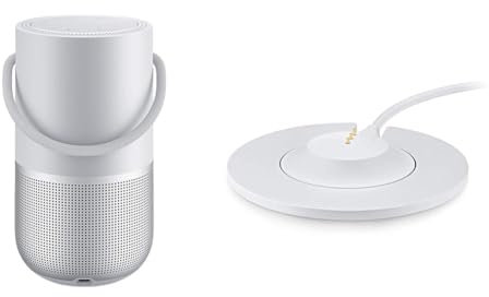 Bose Portable Smart SpeakerAltavoz portátil con Control de Voz Alexa Integrado, Color Plata + Base de Carga para Portable Home Speaker, Color Plata