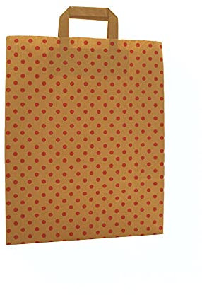 PGV Papiertragetaschen braun mit Flachhenkel Punkte ROT - Verschiedene Größen und Mengen (32 + 12 x 40 cm, 200 Stück)