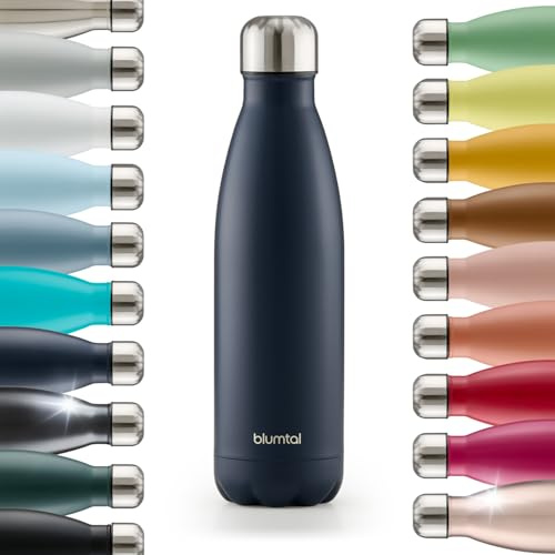Blumtal Trinkflasche 1000 ml Edelstahl - auslaufsichere Isolierflasche - BPA-freie Trinkflasche kalt & warm - doppelwandige Insulated Bottle - rostbeständige Isolierflasche Dark Ocean Blue - Blau