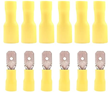 Ruidee 100 Stück Kabelschuhe Flachstecker und Flachsteckhülsen Quetschverbinder 12-10 AWG (DPSY)