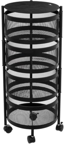 5 five simply smart - Resserre de Cuisine 4 Paniers rotatifs sur Roues en Métal Noir H 76 cm FIVE-181832