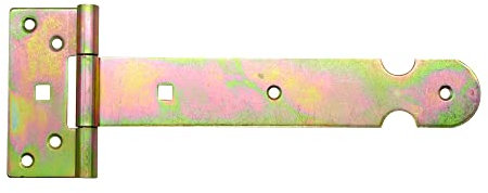 DOJA Barcelona | Charnière en T | Lot de 4 Charniere Porte | 300 x 38 x 84 x 2 mm | Zinc Galvanisé Jaune | Charnières de Portes pour Claustra Bois Exterieur, Portillon de Jardin, Portail Bois...