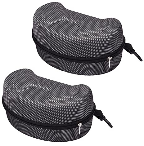 SUNTRADE Large Hard Sports Glasses Case, Snow Goggles Box, Sports Glasses Storage Holder, Protective Goggle Case,2pcs (Grid Black)