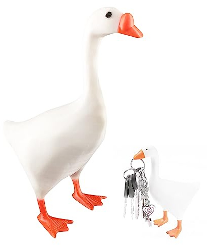 Resin Gans Ente Statue Kreative Kunst Schlüsselhalter, 3D Niedliche Tierfiguren Schlüsselhalter, Autoschlüssel Organizer, Einweihungsgeschenke (Stil 1)