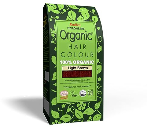 Radico COLOUR ME ORGANIC Light Brown/Hellbraun 100% Natural BIO ORGANIC 9-Kräuter Henna Haarfärbemittel Ohne Ammoniak PPD PTD mit ECOCERT, HALAL, VEGAN 100g