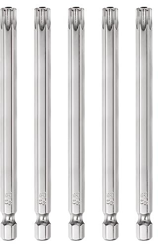 QUARKZMAN 5pz Sicurezza Torx Punte 1/4 Esagonale Attacco 4 Lunghe Trapano Punte T40 Torx Stella S2 Acciaio Magnetico Manomissione Resistente Cacciavite Punta