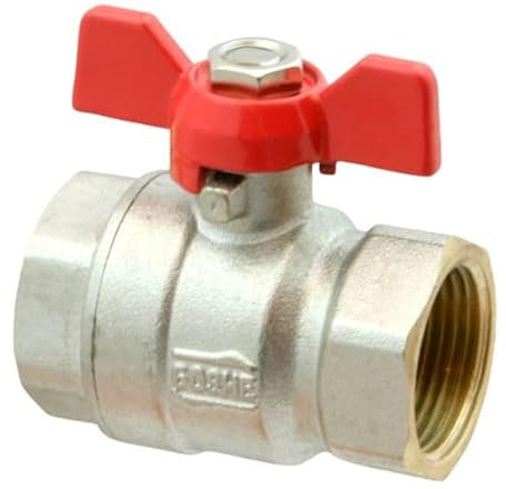 Kugelhahn 1/2'' bis 1'' 16 Bar 120°C und 30 Bar 180°C IG/IG Flügelgriff und Messing Venti Kugelventil Absperrhahn Absperrventil Wasserhahn PREMIUM (1'', Rot)