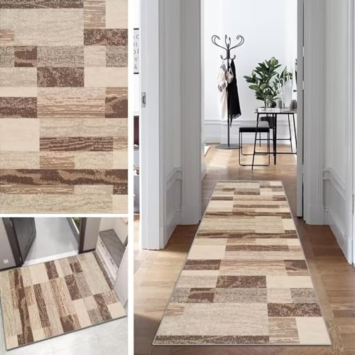 Mogetal Läufer Teppich Lang Flur Läufer Küche rutschfest Waschbar 40x250cm Geometrische Muster Dauerhaft Läuferteppich TeppichLäufer KüchenLäufer Korridor Polyester Anpassbar Meterware