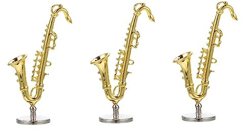 ibasenice 3stücke Miniatur-Saxophon Modell Realistisches Musikinstrument Für Puppenhaus-Dekoration Maßstab Praktische Miniatur-Accessoire Für Sammler Und Liebhaber Hochwertige