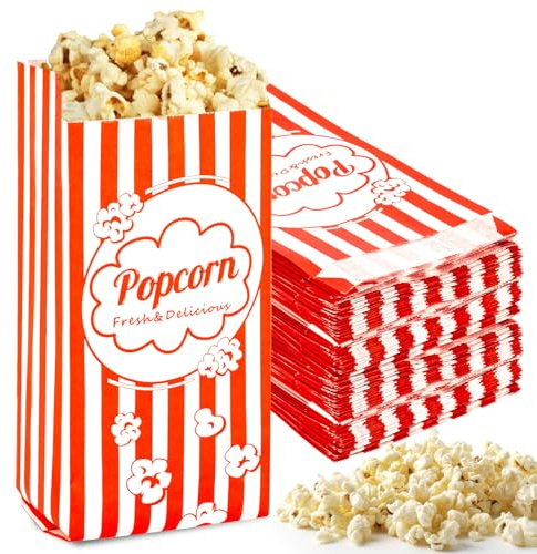 MAQIHAN Lot de 200 petits sacs jetables en papier pour pop-corn 28,3 g | Popped Kernels Mini récipients pour Halloween, Noël, carnaval, accessoires pour machine à popcorn