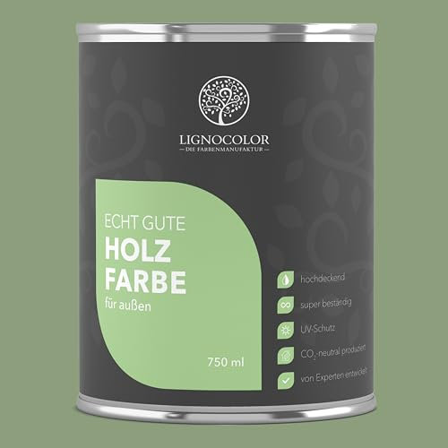 Lignocolor Holzfarbe Außen matt | wetterfeste Farbe für den Außenbereich (Salbeigrün matt, 2,5L) | hochdeckend & hochbeständig