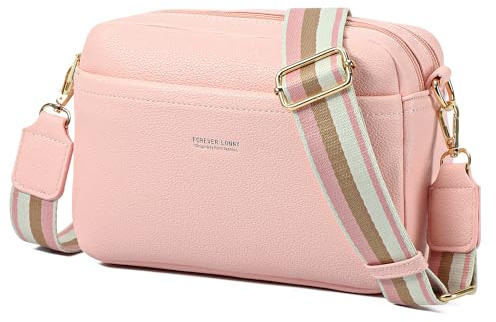 AIFILLE Sacoche Téléphone Portable avec Bandoulière, Petit Sac Bandouliere Femme pour Telephone Portable en Cuir Sac à Main avec 4 Comparitments et Large Sangle Réglable Sac Bandoulière Fille, Rose