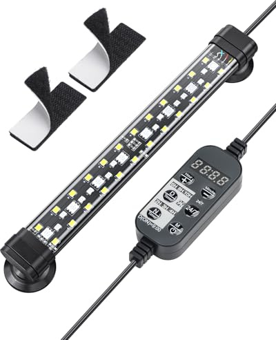 Pawfly 20cm LED Acquario Luce per vasca per pesci 24/7 con spettro completo di luci brillanti bianche blu rosse verdi LED multicolore con modalità D/N Effetti monocolore Timer e luminosità regolabile