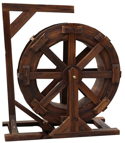 JTWWDM Hölzernes Wasserrad, Freistehender Brunnen Vintage-Landhaus-Teichdekor Zierbrunnen für Drinnen Und Draußen, Holz-Feng-Shui-Räder Wasserfall, Mit Wasserpumpe,20cm
