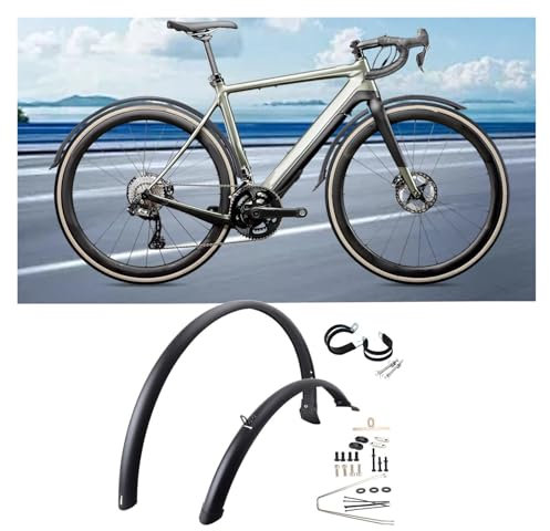 AMEEDA Fahrrad Schutzblech Set 2 Stück Rennrad-Kotflügel, Mountainbike-Schutzbleche, ersetzt Fahrradzubehör, vordere hintere Kotflügel, Radkotflügel for 700 °C Regen(with 2 Rings)