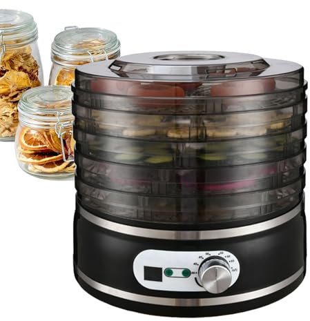 Deshidratador de alimentos, secador de frutas de 350 W, máquina secadora de carne con control de temperatura ajustable, para cecina, carne, frutas, verduras y bocadillos,5-Layers-Black