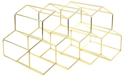Sertay Weinregal Metall Freistehender, Freistehender Weinflaschenhalte, Tisch Weinregal, Arbeitsplatte Weinflaschenhalter, Weinflaschenhalter, für Bar, Weinkeller, Wohnzimmer, Küche, Keller (Golden)