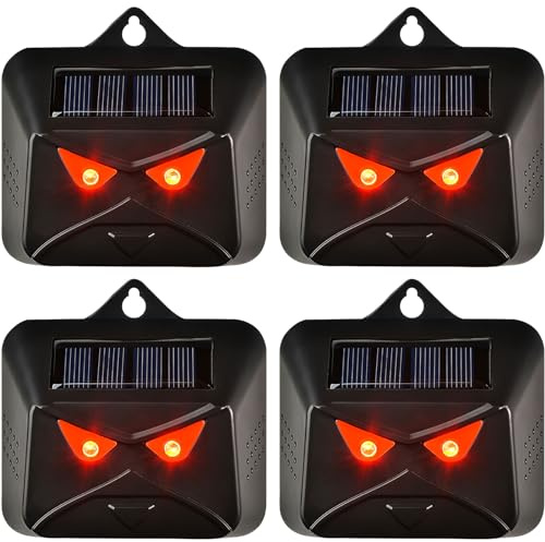 Répulsif solaire pour animaux ALLOMN, lot de 4 répulsifs solaires pour animaux de nuit avec lumière LED rouge, dispositifs de dissuasion pour mouffettes, répulsifs pour cerfs, renards, mouffettes