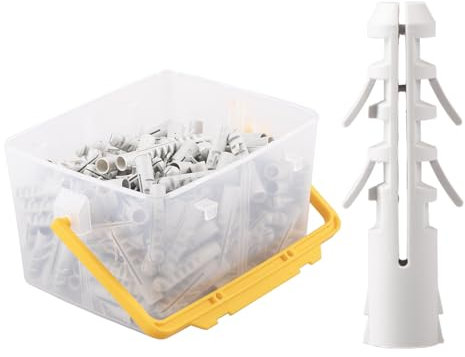Allzweckdübel, 8x40mm, 200 Stück Universal Spreizdübel aus Polypropylen in einer praktischen, stapelbaren Dübel Box mit Henkel für Befestigungen in Stein, Ziegel und Beton Mauerwerk