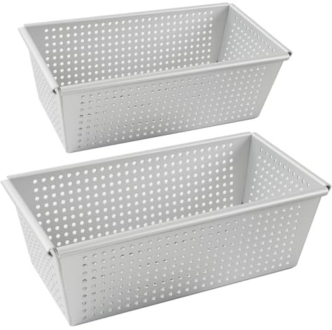 Auddemg Moules à Pain de mie en Aluminium Anodisé, Moule à Cake Rectangulaire pour Gâteaux Pâtisserie Brioche, Lot de 2 (20 cm + 25 cm), Argent