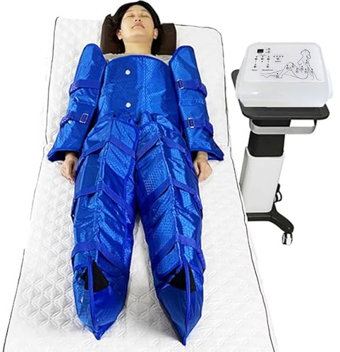 Pressoterapia per Casa, Massaggiatore Linfodrenaggio Professionale, Apparecchio Massaggiatore Gambe E Piedi, Anticellulite, 16 Camere D’aria, Dispositivo Gambali, Addome E Braccio
