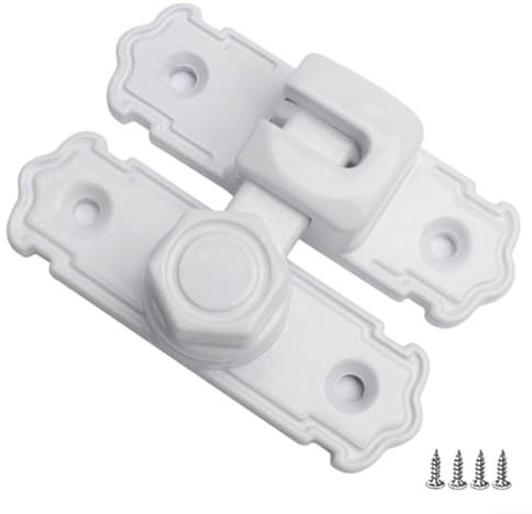 Catenaccio di sicurezza, per porte scorrevoli, garage, con viti, antiruggine, per armadi, bagni, recinzioni per privacy (bianco)