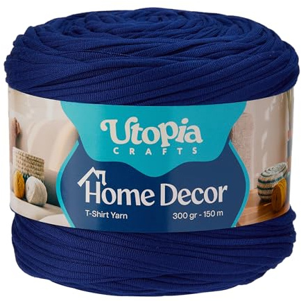 Utopia Crafts heminredning t-shirt garn för virkning och stickning 300 g (kungsblå, 300 g)