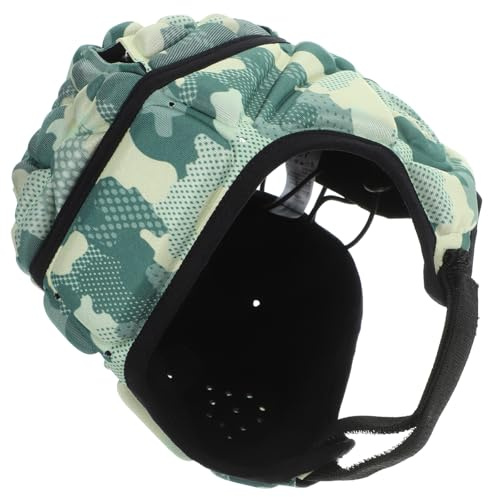YARNOW Casque de Rugby Réglable Camouflage Vert pour Garçon et Filles Casque de Football pour Jeunes Ventilation Respirante Protection Légère Anti-Chocs pour Gardien de But et Sports