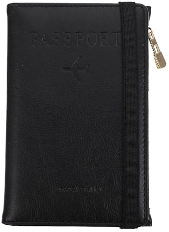 GLEAVI Rfid Passport Cover Travel Document Holder Pu Leather Card Organizer Protective Sleeve for Immunization and Id Cards, Black Travel Wallet for Men and Women