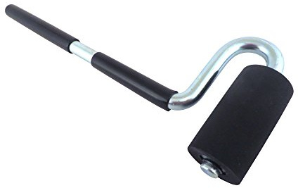 Laminate Veneer J Roller 12” Long Straight Steel Handle, 1.5” Diameter x 3” Long Hard Rubber Roller LR