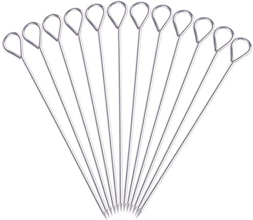 HONSHEN 8 Inch Stainless Steel BBQ Skewers, Shish Kebab Kabob Skewers 12 pcs