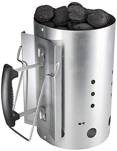OUTDOOR GRILL Démarreur Cheminée avec Poignée de Sécurité Charbon de Bois Briquet Colonne Brûlante,Silver