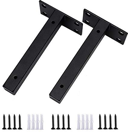 DIYH Support D'étagère Blanc Mural Rétro, Equerre Etagere Industrielle, Etagere Murale Fixation Invisible, Décoration Et Rangement, Noir Supports De Tablette (2 Pcs)