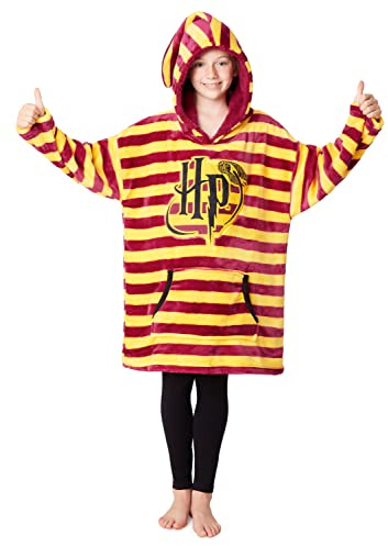 Harry Potter Kinder Hoodie Decke Kapuzenpullover Mädchen und Jungen - Flauschiger Deckenpullover aus Fleece mit Kängurutasche, offiziell lizenziert, warm & bequem