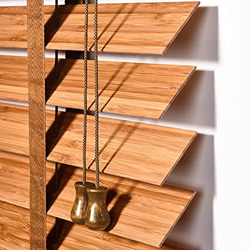 Holz Jalousie Jalousette,Büro Fensterrollos,Rollo Holz mit Seitenzug,Bambusrollo,Fenster Sichtschutz Rollos Raffrollo Bambus,für Zuhause Studie Wohnzimmer,Anpassbare (90x140cm/36x55in,Carbonized)