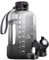AQUAFIT 2 Litre Water Bottle with Straw - 2L with Time Marker - Large Gym Bottle - Gray Fade