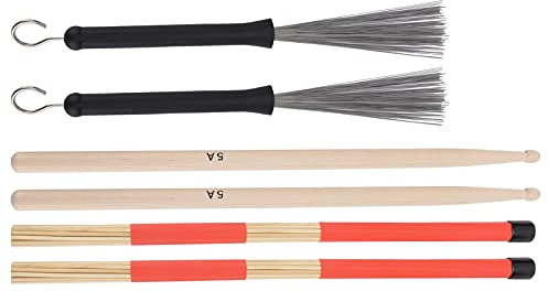 Juego de Palillos de Tambor, Palillos de Cepillo de palillo de Tambor de Superficie Lisa fáciles de Usar con 2 Palillos de Cepillo de Tambor para música clásica
